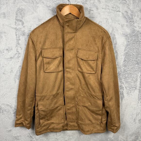 New Mens Robert Graham Gentleman Suede Cargo Field Jacket Coat Cognac SZ M $328 - Picture 2 of 10